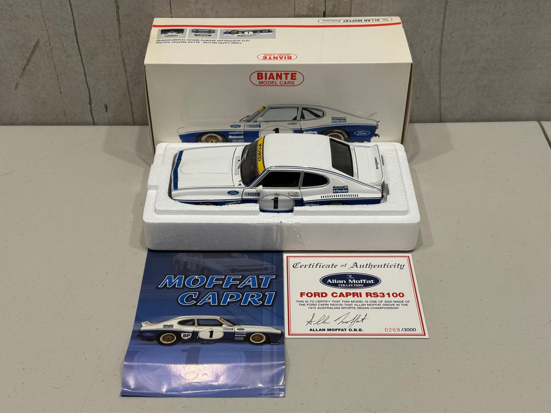 1975 ALLAN MOFFAT - FORD CAPRI RS 3100 - AUSTRALIAN SPORTS SEDAN - 1:18 SCALE DIECAST MODEL - AUTOart