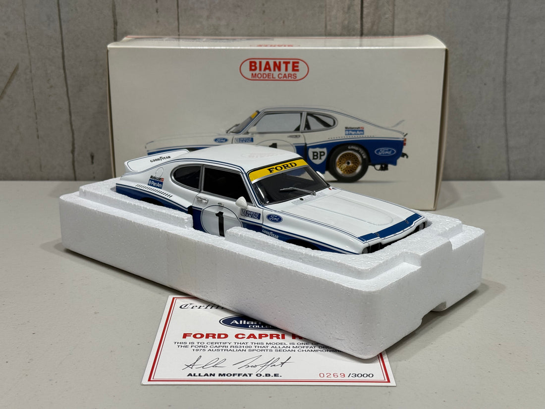 1975 ALLAN MOFFAT - FORD CAPRI RS 3100 - AUSTRALIAN SPORTS SEDAN - 1:18 SCALE DIECAST MODEL - AUTOart