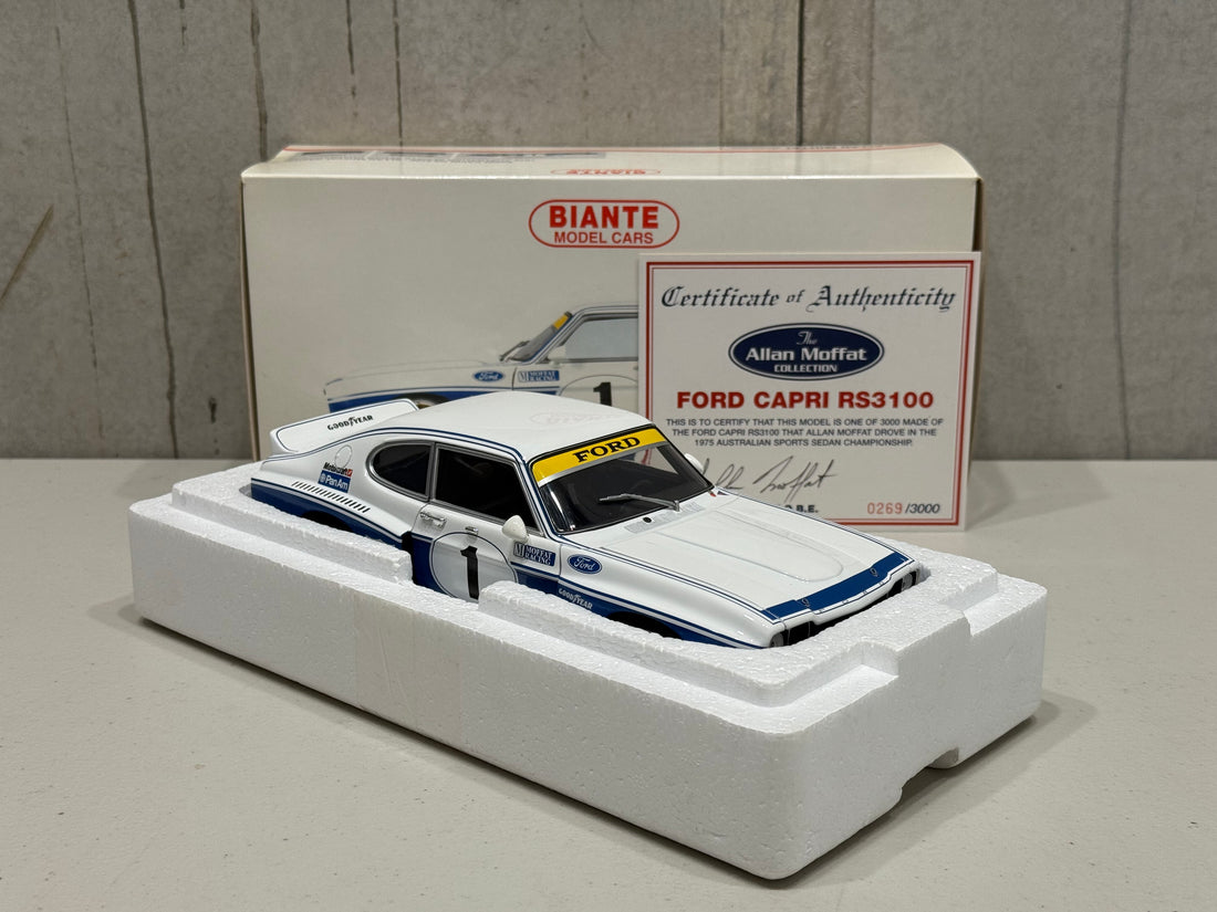 1975 ALLAN MOFFAT - FORD CAPRI RS 3100 - AUSTRALIAN SPORTS SEDAN - 1:18 SCALE DIECAST MODEL - AUTOart