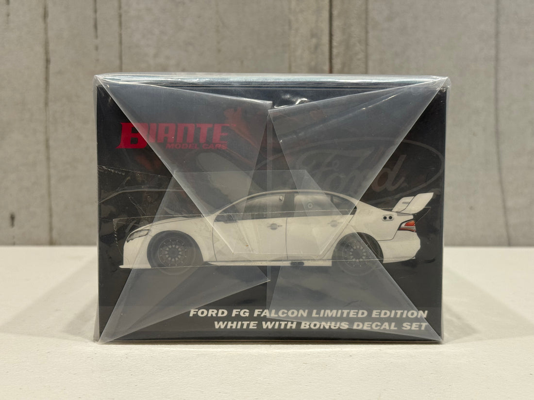 FORD FG FALCON LIMITED EDITION - WHITE WITH BONUS DECAL SET - 1:18 SCALE DIECAST MODEL - BIANTE