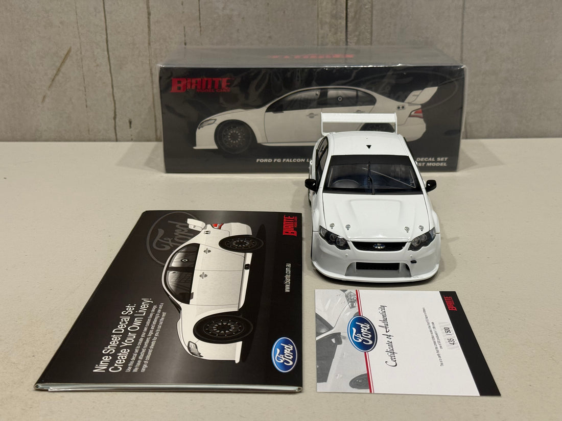 FORD FG FALCON LIMITED EDITION - WHITE WITH BONUS DECAL SET - 1:18 SCALE DIECAST MODEL - BIANTE