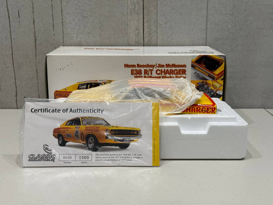 NORM BEECHEY/JIM McKEOWN - E38 R/T CHARGER - 1971 BATHURST WORKS ENTRY - 1:18 SCALE DIECAST MODEL