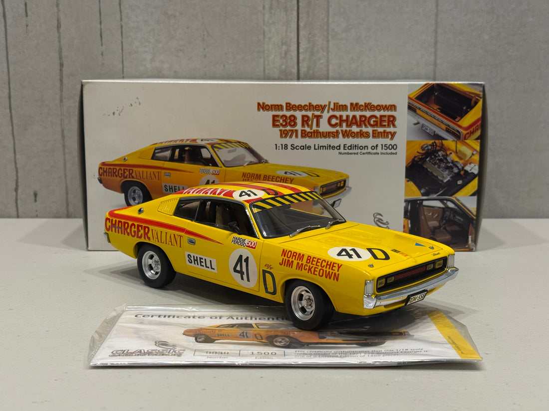 NORM BEECHEY/JIM McKEOWN - E38 R/T CHARGER - 1971 BATHURST WORKS ENTRY - 1:18 SCALE DIECAST MODEL