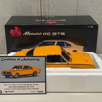 HG MONARO 70 GTS 350 - INDY ORANGE - W/CERTIFICATE - 1:18 SCALE DIECAST MODEL - AUTOart