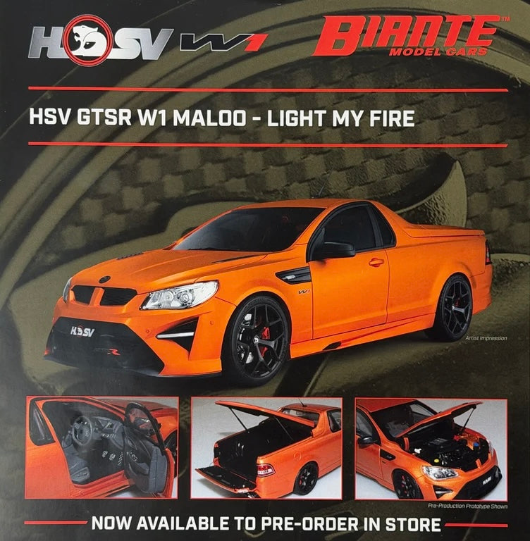 *PRE-ORDER* HSV VF MALOO GTSR W1 - LIGHT MY FIRE (Orange) - 1:18 SCALE DIECAST MODEL - BIANTE