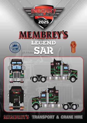 Kenworth Legend SAR Membrey’s Transport & Crane Hire - 2025 Diecast Model Expo - 1:50 Scale Diecast Model - DRAKE CXOLLECTABLES