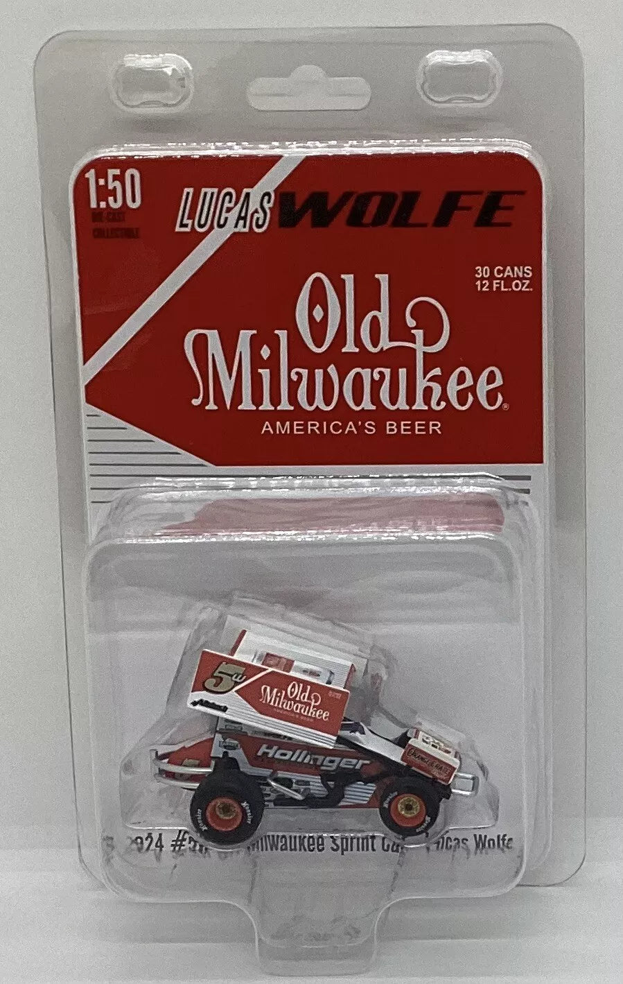 2024 LUCAS WOLFE “OLD MILWAUKEE“ RACING #5W 1:50 SPRINT CAR DIECAST MODEL