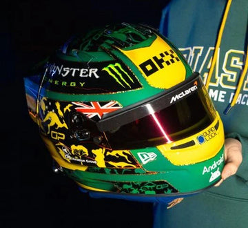 *PRE-ORDER* McLaren F1 Team - Oscar Piastri Australian GP 2025 - 1:5 Scale Mini Helmet - Spark
