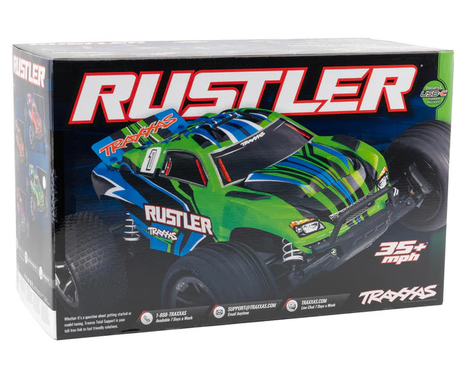 TRAXXAS - RUSTLER - 2WD BRUCHED STADIUM TRUCK - GREEN - 1:10 SCALE