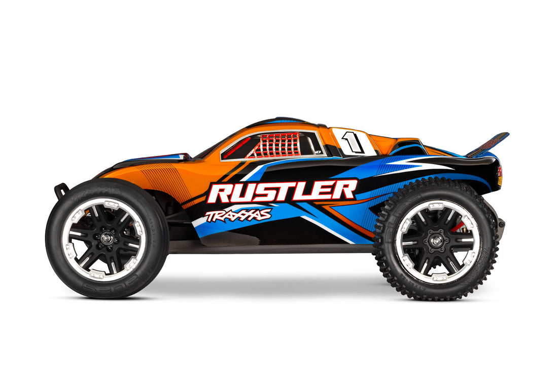 TRAXXAS - RUSTLER - 2WD BRUCHED STADIUM TRUCK - ORANGE - 1:10 SCALE