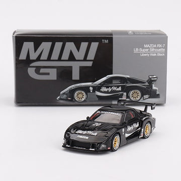 Mazda RX-7 LB-Super Silhouette Liberty Walk - Black - 1:64 Scale Diecast Model  - MINI GT