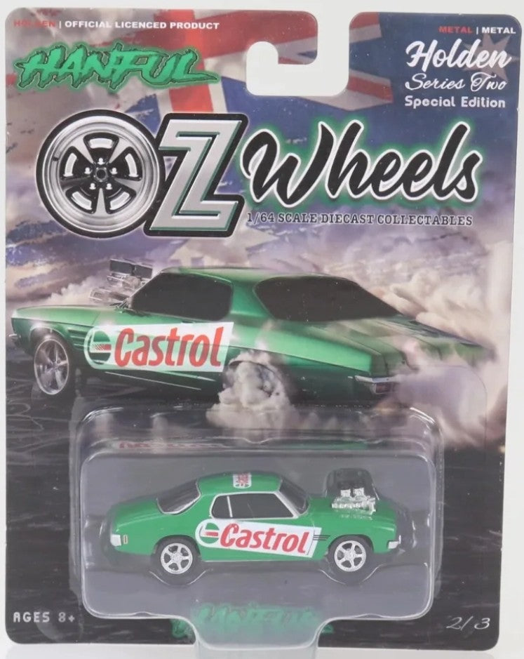 OZ WHEELS - HANDFUL - "CASTROL" BLOWN HOLDEN HQ MONARO COUPE - OCTANE ILAND LIVERY - 1:64 SCALE DIECAST MODEL - SERIES 2- DDA