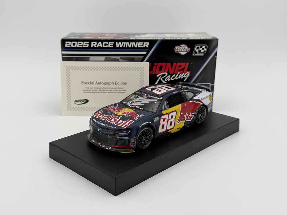 SHANE VAN GISBERGEN 2025 RED BULL SONOMA RACED WIN 1:24 SCALE AUTOGRAPHED ARC DIECAST