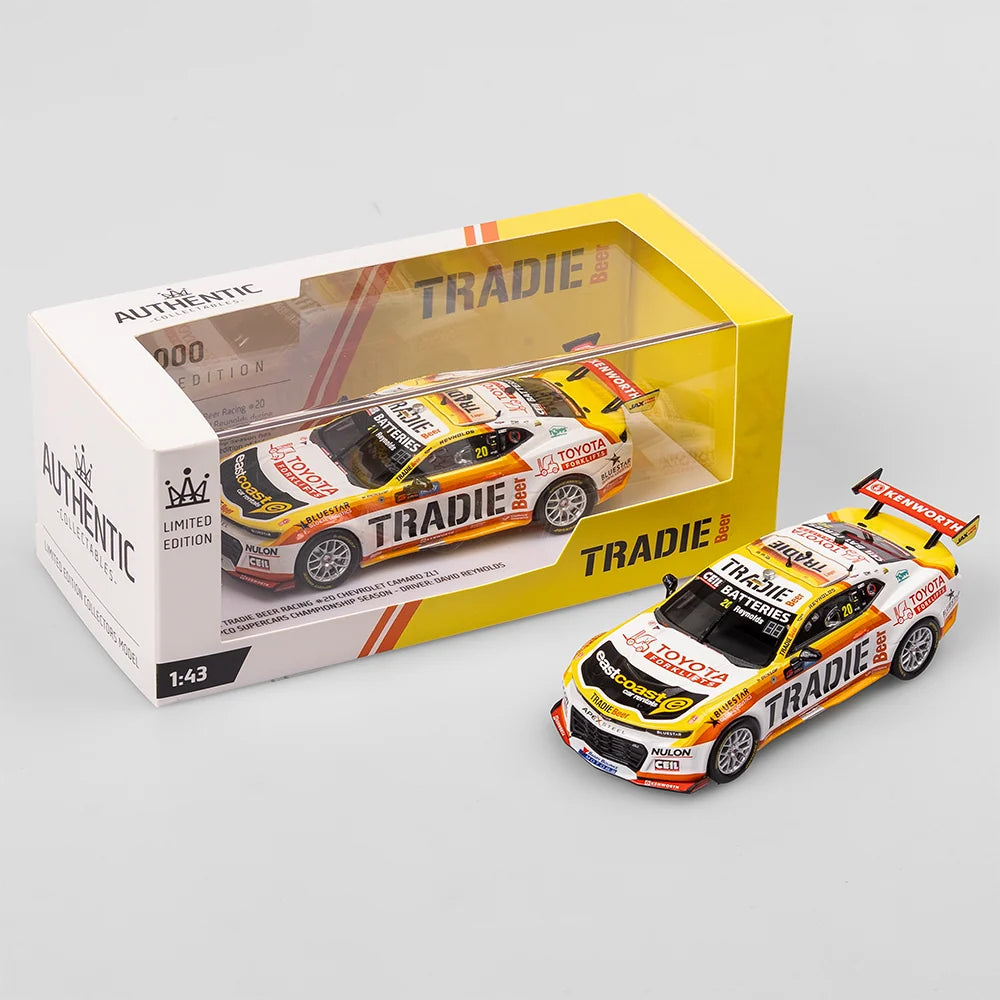 David Reynolds - Tradie Beer Racing #20 Chevrolet Camaro ZL1 - 2024 Supercars Championship Season - 1:43 Scale Diecast Model - AUTHENTIC COLLECTABLES