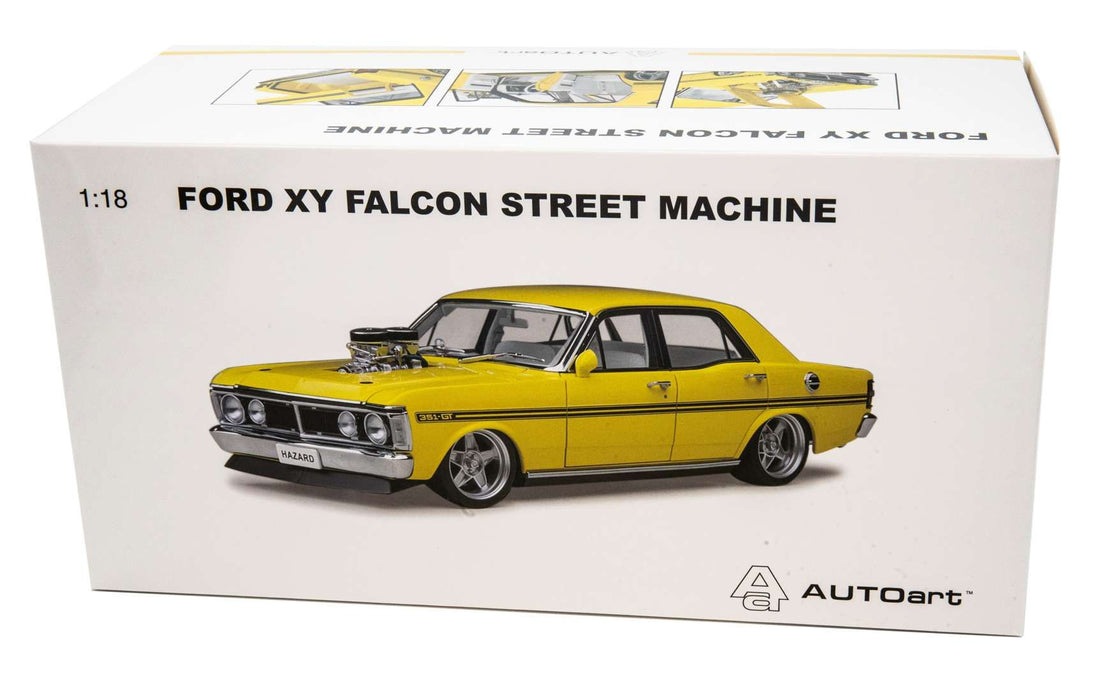 FORD XY FALCON STREET MACHINE “HAZRD” NEON YELLOW - 1:18 SCALE DIECAST MODEL - AUTOart