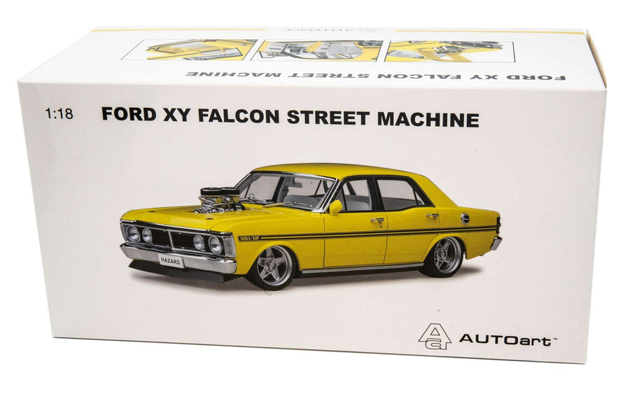 FORD XY FALCON STREET MACHINE “HAZRD” NEON YELLOW - 1:18 SCALE DIECAST MODEL - AUTOart