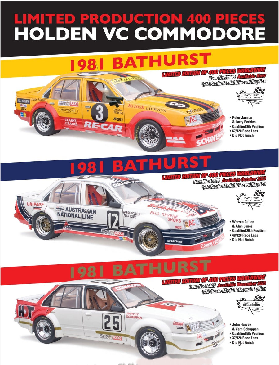 HOLDEN VC COMMODORE – 1981 BATHURST CAR CULLEN / JONES - 1:18 SCALE DIECAST MODEL