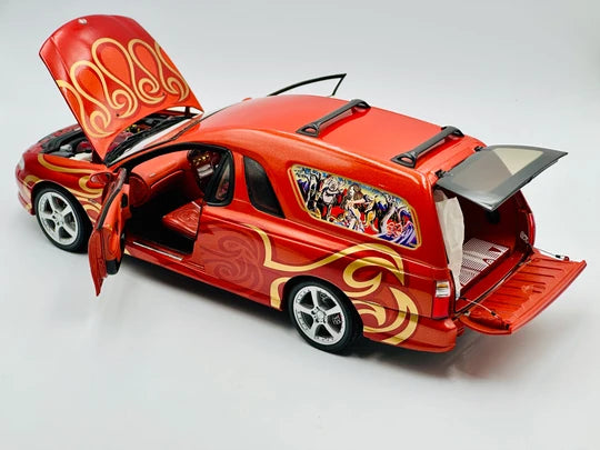 HOLDEN SANDMAN MAMBO CONCEPT VEHICLE - DARK RED W/FLAMES - 1:18 SCALE DIECAST MODEL