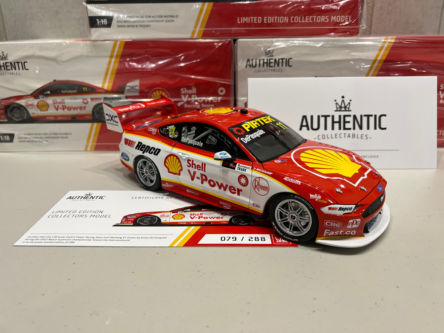 Shell V-Power Racing Team #11 Ford Mustang GT - 2022 Repco Supercars Championship Season - Anton De Pasquale - 1:18 Scale Diecast Model - AUTHENTIC COLLECTABLES - RRP $250 NOW $200