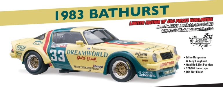 1983 Bathurst Mike Burgmann & Tony Longhurst Chevrolet Z28 Camaro 1:18 Scale Diecast Model