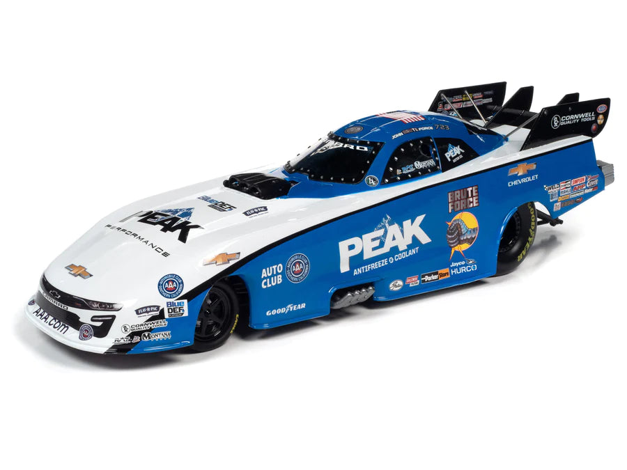 AUTO WORLD 2021 JOHN FORCE PEAK FUNNY CAR 1:24 SCALE DIECAST