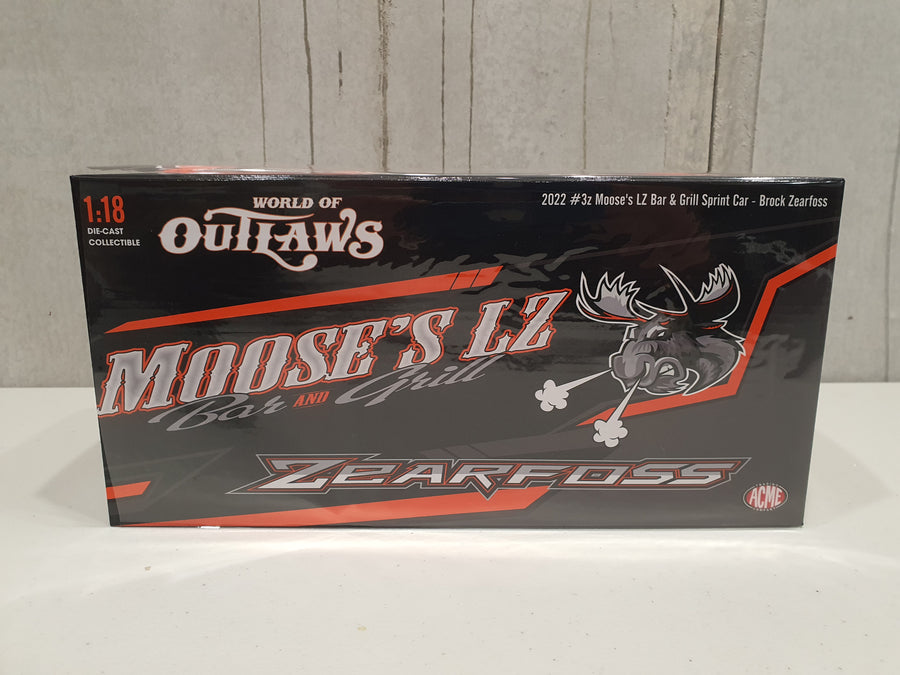 Brock Zearfoss 2022 Moose's LZ Bar & Grill #3z 1:18 Sprint Car Diecast