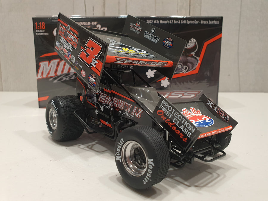 Brock Zearfoss 2022 Moose's LZ Bar & Grill #3z 1:18 Sprint Car Diecast