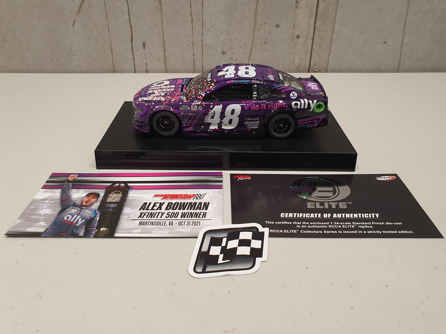 ALEX BOWMAN 2021 ALLY MARTINSVILLE RACED WIN 1:24 ELITE DIECAST