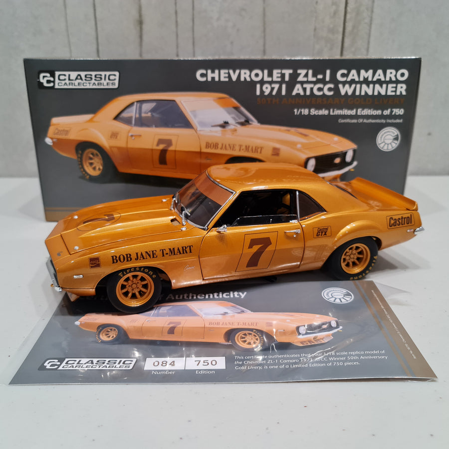 ZL-1 Camaro 1971 ATCC Winner 50th Anniversary GOLD livery - 1:18 Diecast Model