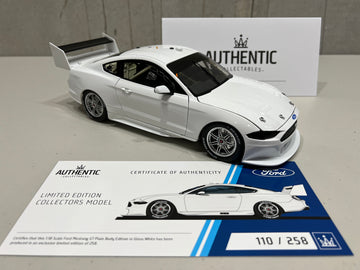 1:18 Ford Mustang GT Supercar - Gloss White Plain Body Edition - Authentic Collectables