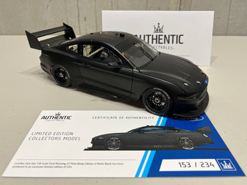 1:18 Ford Mustang GT Supercar - Matte Black Plain Body Edition - Authentic Collectables