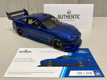 1:18 Ford Mustang GT Supercar - Metallic Blue Plain Body Edition - Authentic Collectables