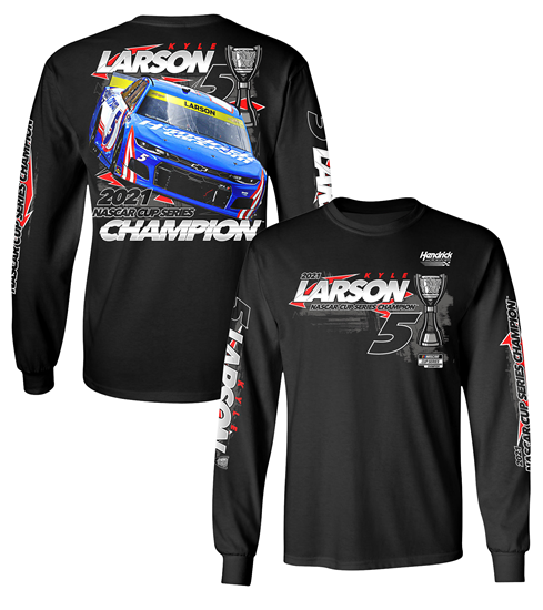 Kyle Larson 2021 NASCAR Cup Series Champion 4-Spot Long Sleeve Adult Tee