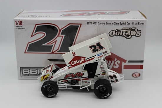 Brian Brown 2022 Casey's General Store #21 1:18 Sprint Car Diecast