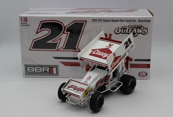 Brian Brown 2022 Casey's General Store #21 1:18 Sprint Car Diecast