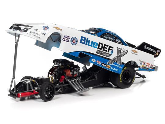 AUTO WORLD 2021 JOHN FORCE PEAK BLUE DEF CHEVY CAMARO FUNNY CAR 1:24 SCALE DIECAST