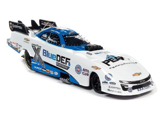 AUTO WORLD 2021 JOHN FORCE PEAK BLUE DEF CHEVY CAMARO FUNNY CAR 1:24 SCALE DIECAST