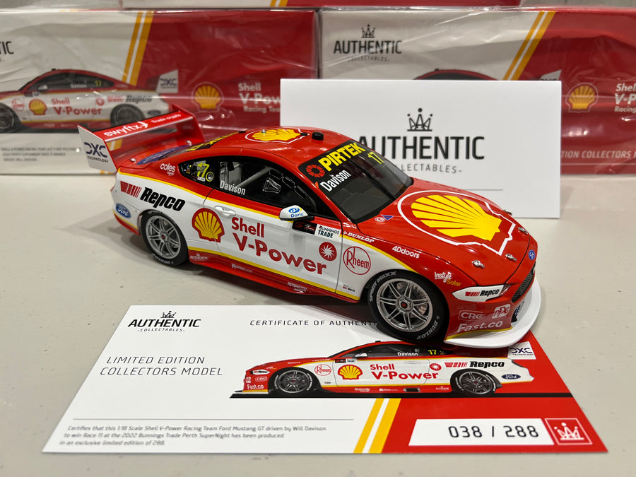 Shell V-Power Racing Team #17 Ford Mustang GT - 2022 Perth SuperNight Race 11 Winner - Will Davison - 1:18 Scale Diecast Model - Authentic Collectables RRP $250 NOW $200