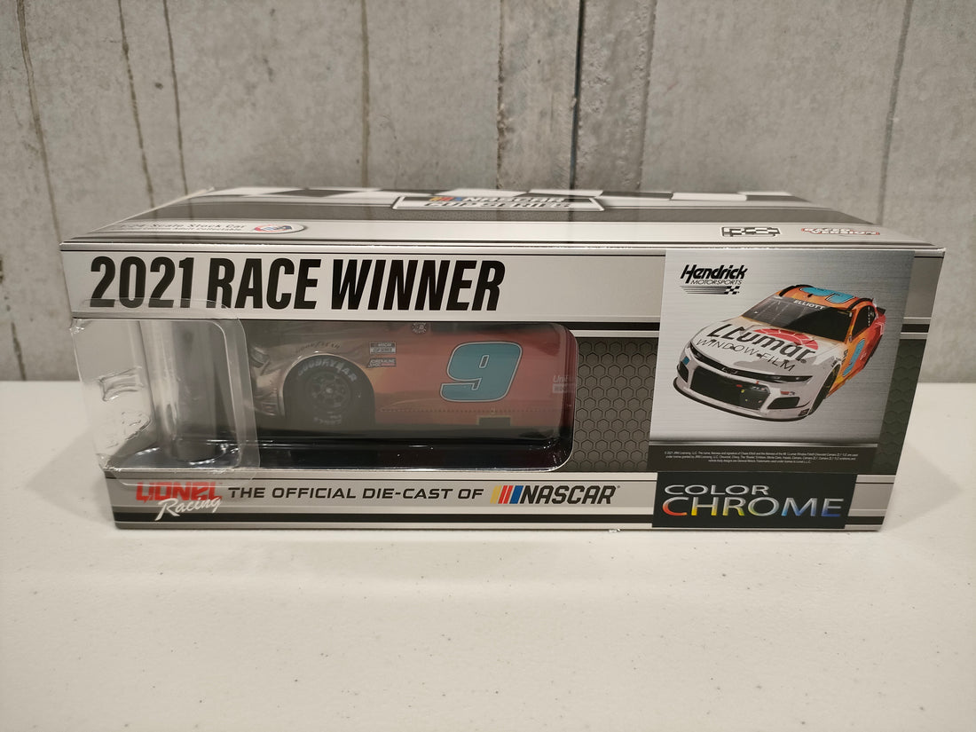 CHASE ELLIOTT 2021 LLUMAR WINDOW FILM COTA RACE WIN 1:24 COLOR CHROME ARC DIECAST