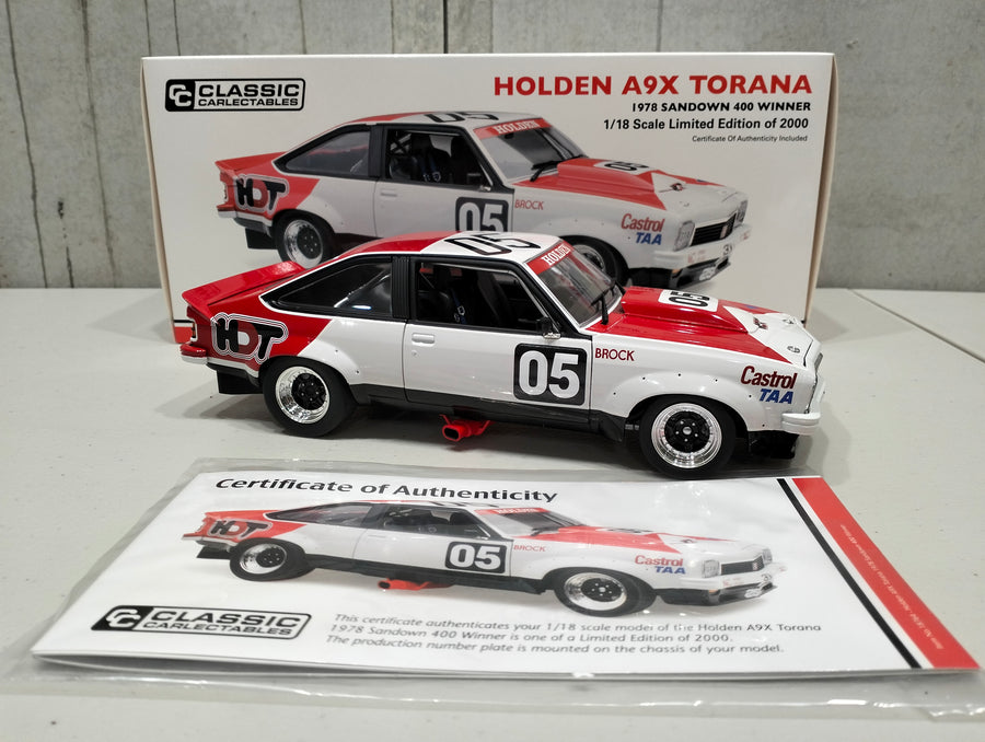 HOLDEN A9X TORANA 1978 SANDOWN 400 WINNER 1:18 DIECAST MODEL