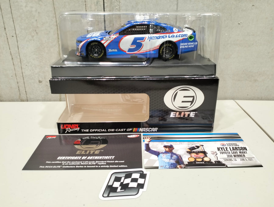 KYLE LARSON 2021 HENDRICKCARS.COM SONOMA RACED WIN 1:24 ELITE DIECAST