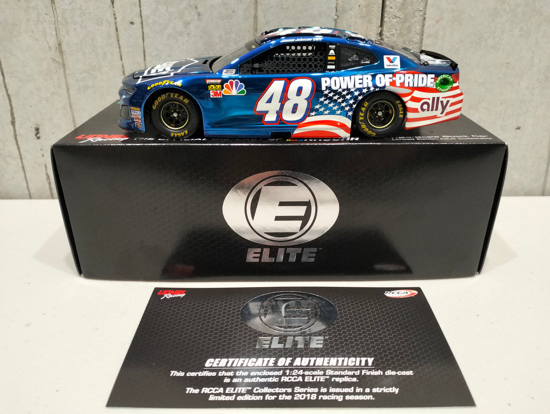 JIMMIE JOHNSON 2018 LOWE'S POWER OF PRIDE 1:24 ELITE COLOUR CHROME DIECAST 1 OF 40