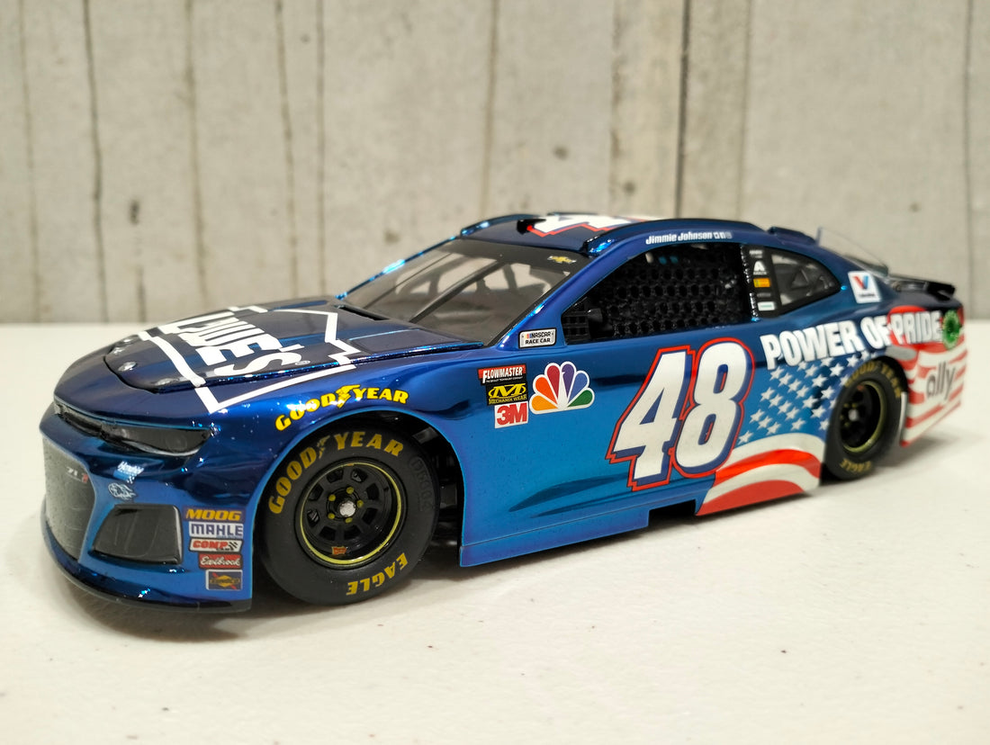 JIMMIE JOHNSON 2018 LOWE'S POWER OF PRIDE 1:24 ELITE COLOUR CHROME DIECAST 1 OF 40