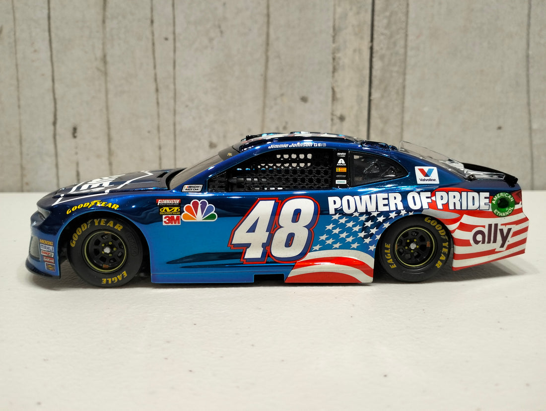 JIMMIE JOHNSON 2018 LOWE'S POWER OF PRIDE 1:24 ELITE COLOUR CHROME DIECAST 1 OF 40