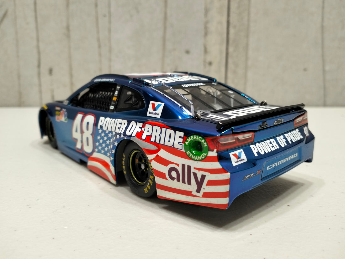 JIMMIE JOHNSON 2018 LOWE'S POWER OF PRIDE 1:24 ELITE COLOUR CHROME DIECAST 1 OF 40