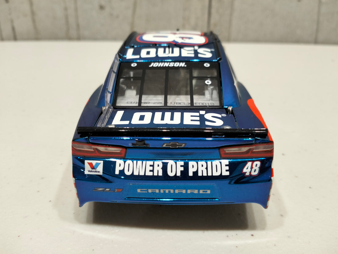 JIMMIE JOHNSON 2018 LOWE'S POWER OF PRIDE 1:24 ELITE COLOUR CHROME DIECAST 1 OF 40