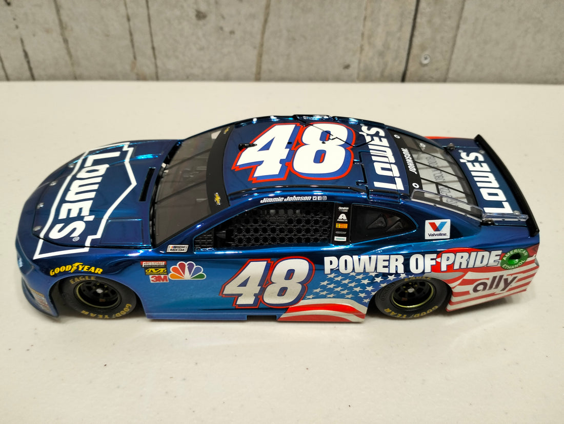 JIMMIE JOHNSON 2018 LOWE'S POWER OF PRIDE 1:24 ELITE COLOUR CHROME DIECAST 1 OF 40