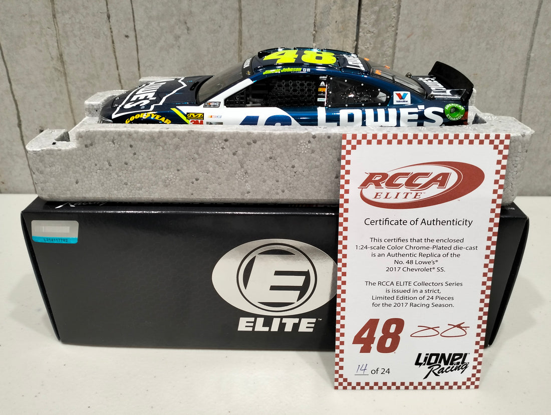 JIMMIE JOHNSON 2017 LOWE'S 1:24 ELITE COLOUR CHROME DIECAST 1 OF 24