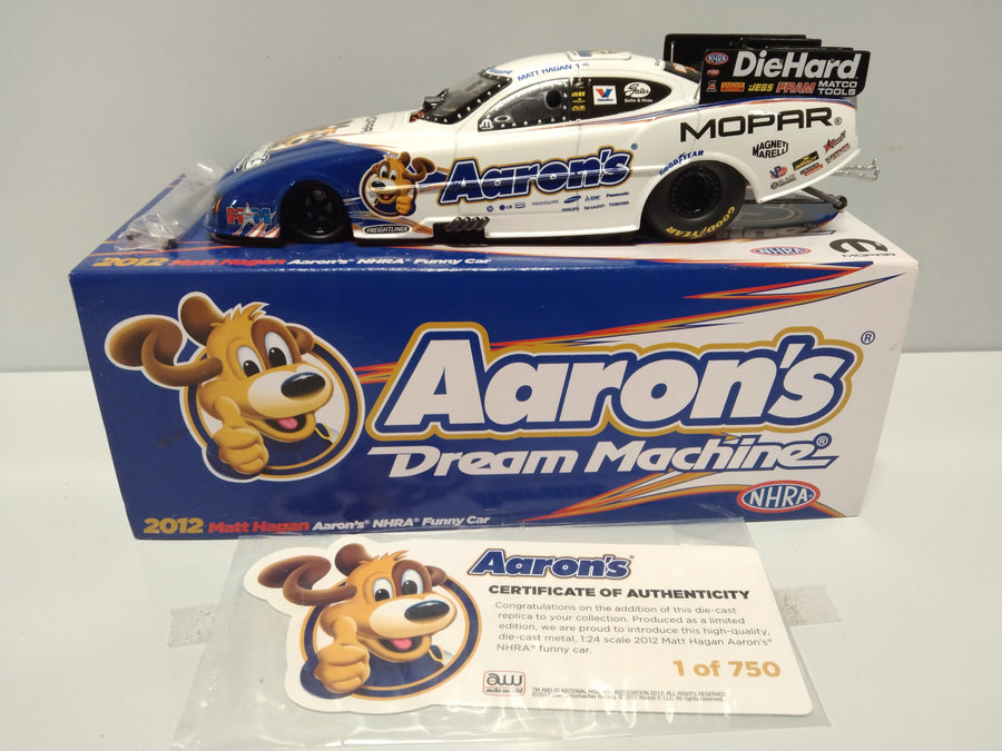 AUTO WORLD NHRA 2012 MATT HAGAN Aaron's DREAM MACHINE FUNNY CAR 1:24 SCALE DIECAST