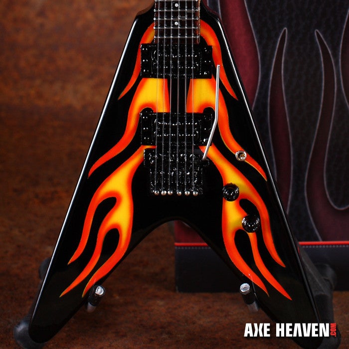 James Hetfield Metallica Hot Rod Flames V Miniature Guitar Replica Collectible